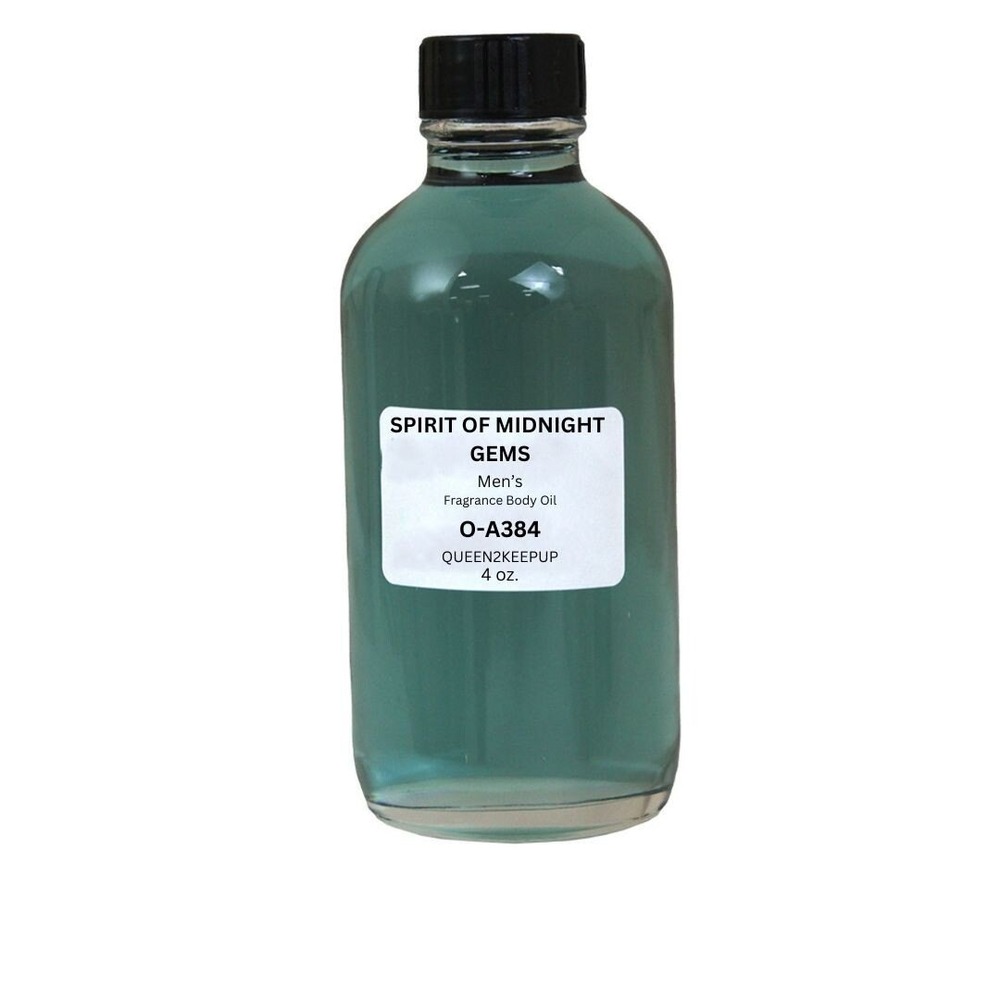 Spirit of Midnight Gems Men's Body Oil All Natural Luxurious Spicy Refined 4 oz